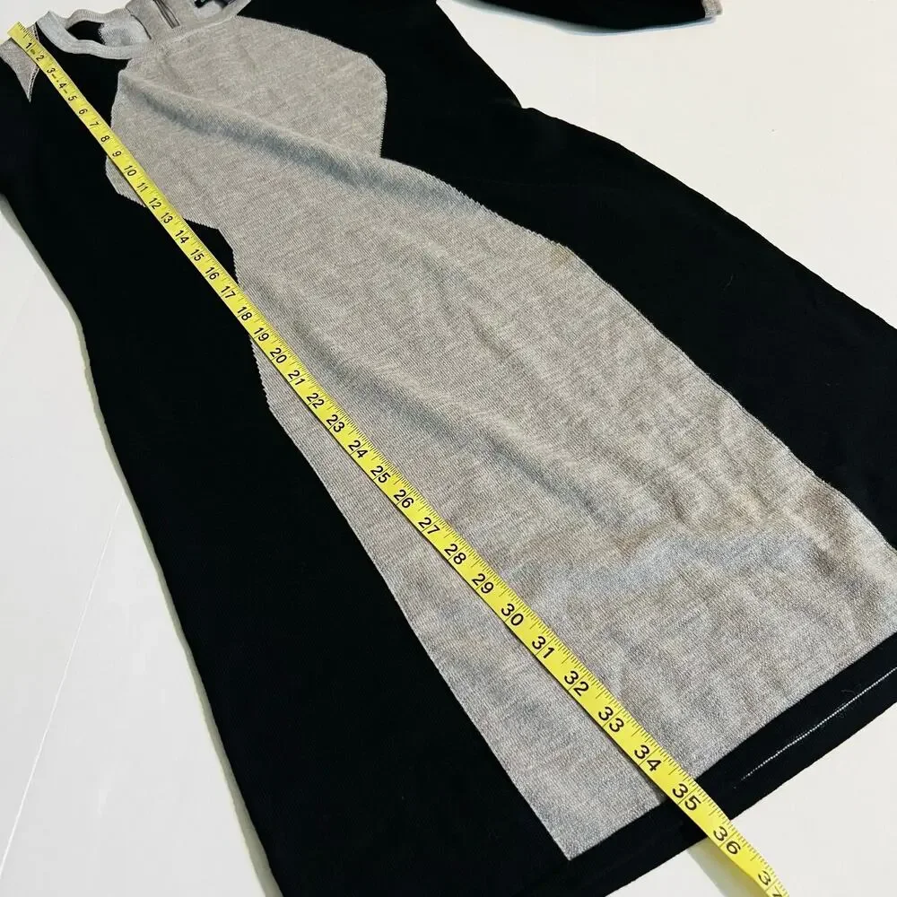 Cynthia Rowley Extra Fine Merino Wool Color Block Dress Size S Small Black Gray - Picture 6 of 7